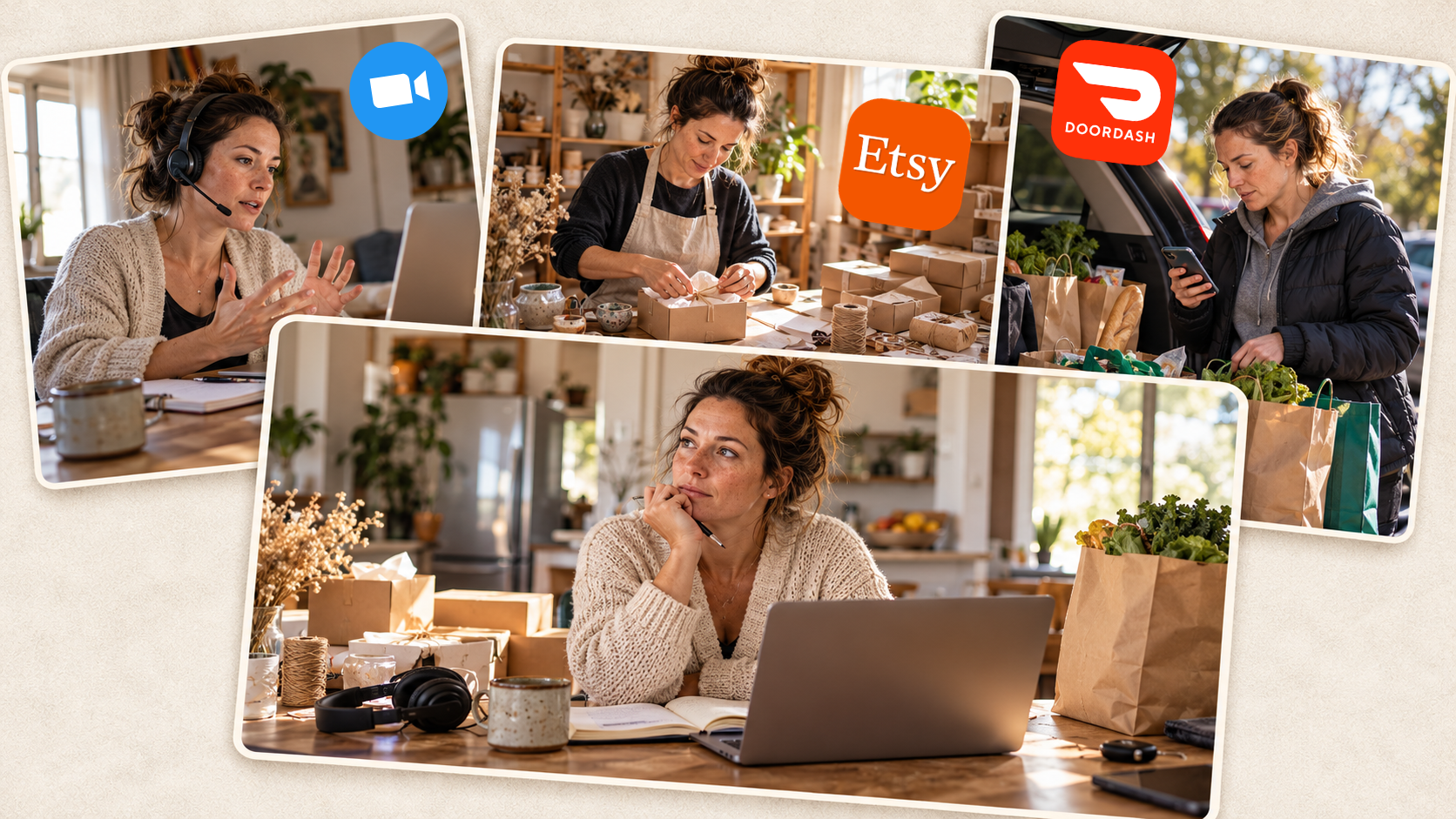 Mom juggling side hustles