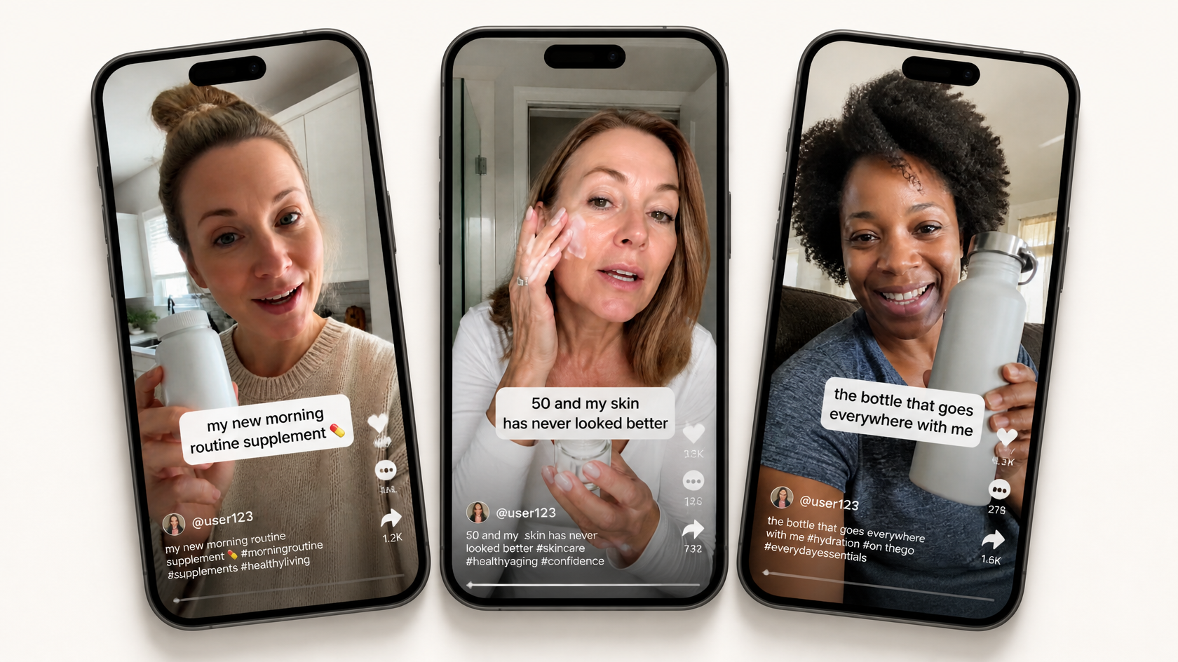 Social media feed with mom-made ads